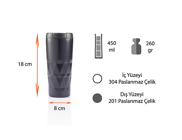 55545 - MAT SİYAH TERMOS BARDAK 450 ML. - 3